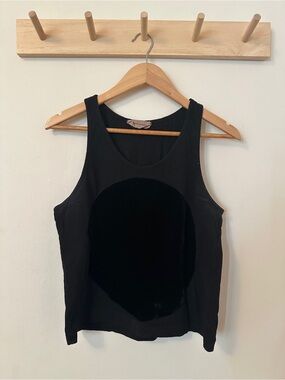 Sleeveless Black Velvet Front Tank Top